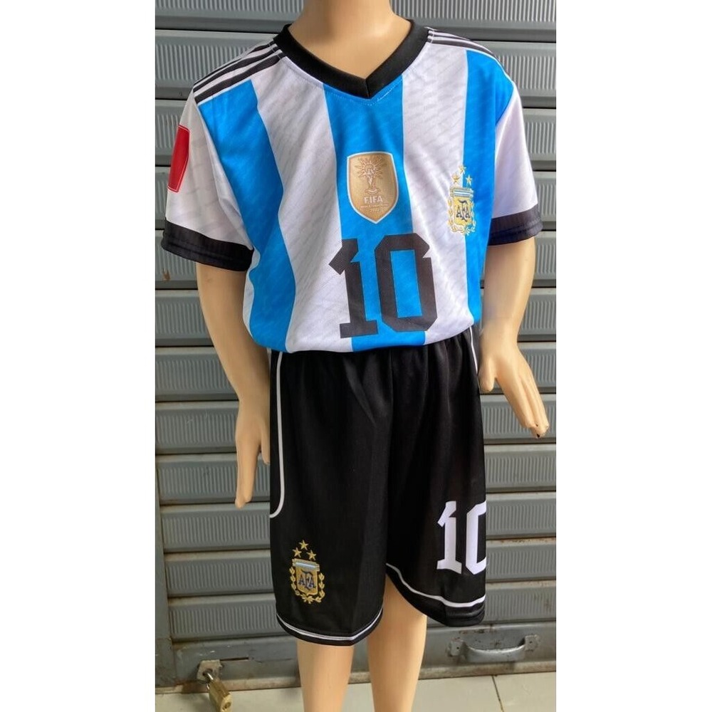 Kid Boy Soccer Futbol Argentina Uniform Jersey/Short Set Sz 10 fits 8-9 yr old